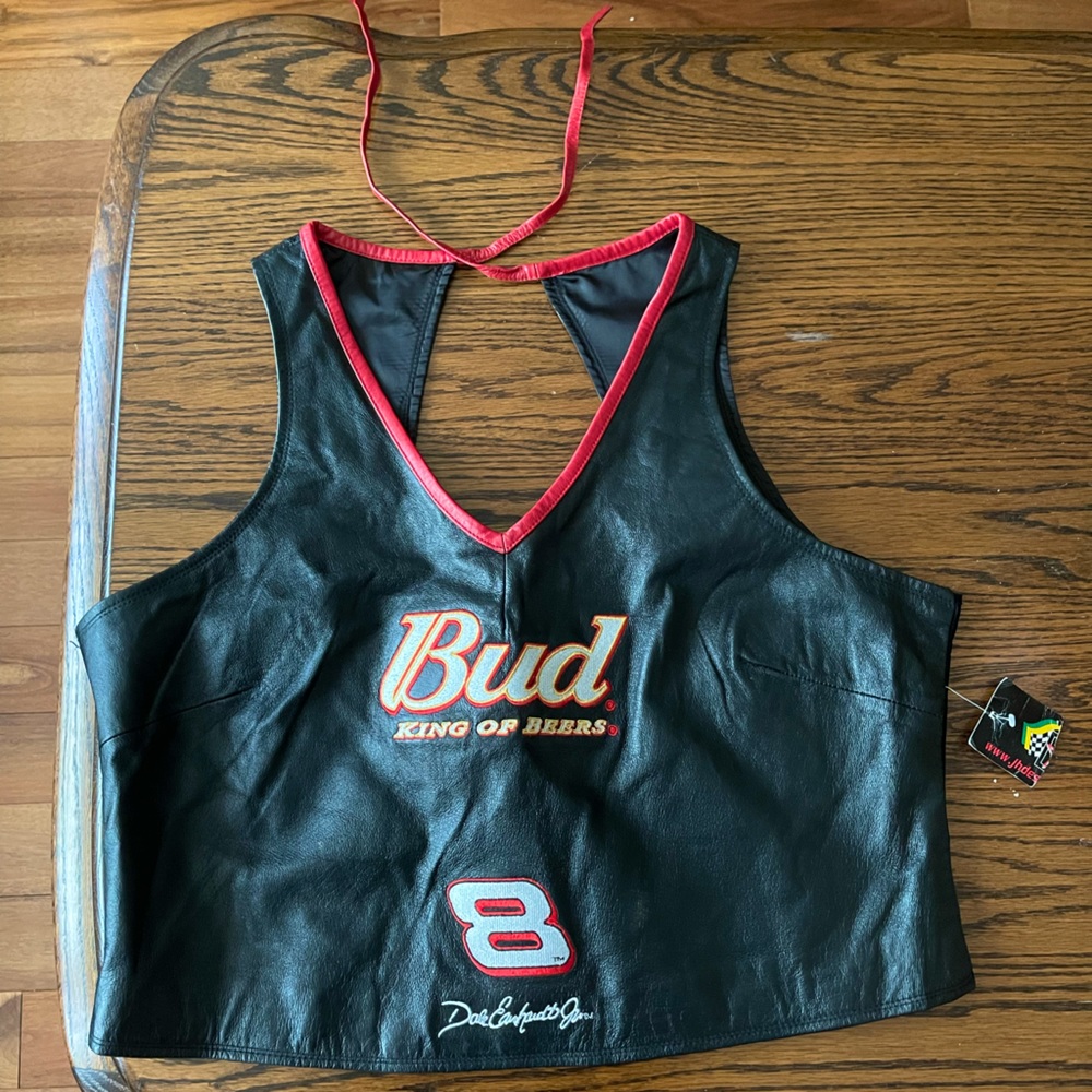 Dale Earnhardt Jr NASCAR x Budweiser Vintage Leather Crop Top